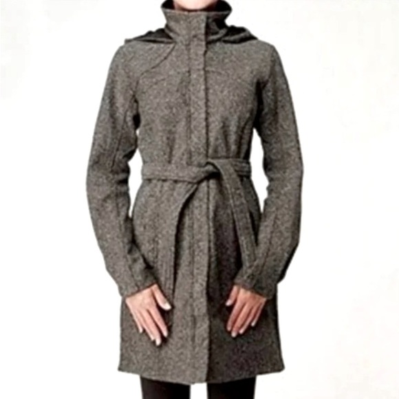 Lululemon Apres Sport Belted Jacket with Hood size 6 Brown/Grey/white tweed - Picture 1 of 12